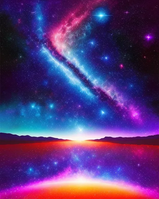 A never-ending space in the cosmic sky, psychedelic, fantasy stars landscape, galaxy view, beautiful nightsky, colorful, fantasy art, digital painting, hyperrealism, hyperdetailed, landscape, photorealistic, ethereal