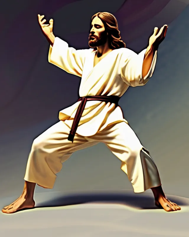 Jesus Christ doing sweet karate moves