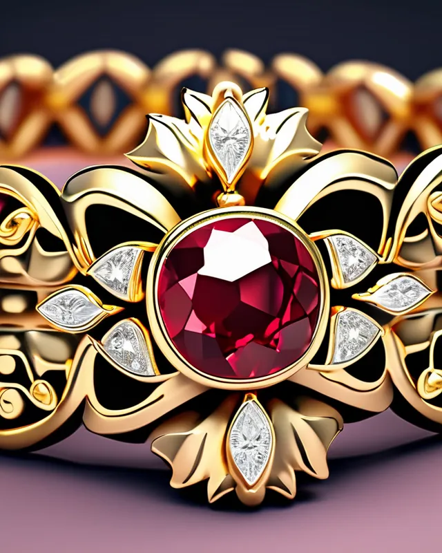 Beautiful Gold and ruby bracelet, ultra HD, 4K, elegant