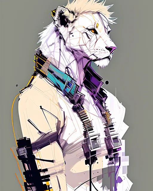 beautiful portrait commission of a male furry anthro albino lion wearing a white dress shirt with suspenders in a mansion