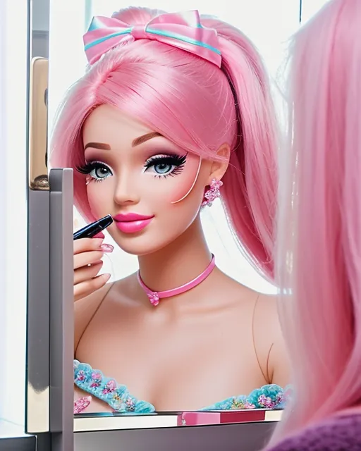 Barbie doing makeup