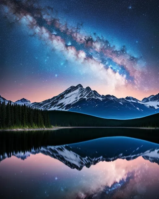 Reflection a beautiful moonscape sky - AI Photo Generator - starryai