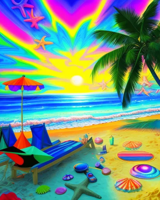 Psychedelic beach scene