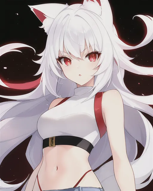 white anime cat with red eyes