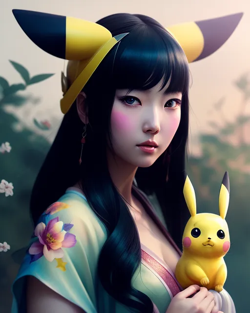 pokemon girl , cartoon ,portrait - AI Photo Generator - starryai