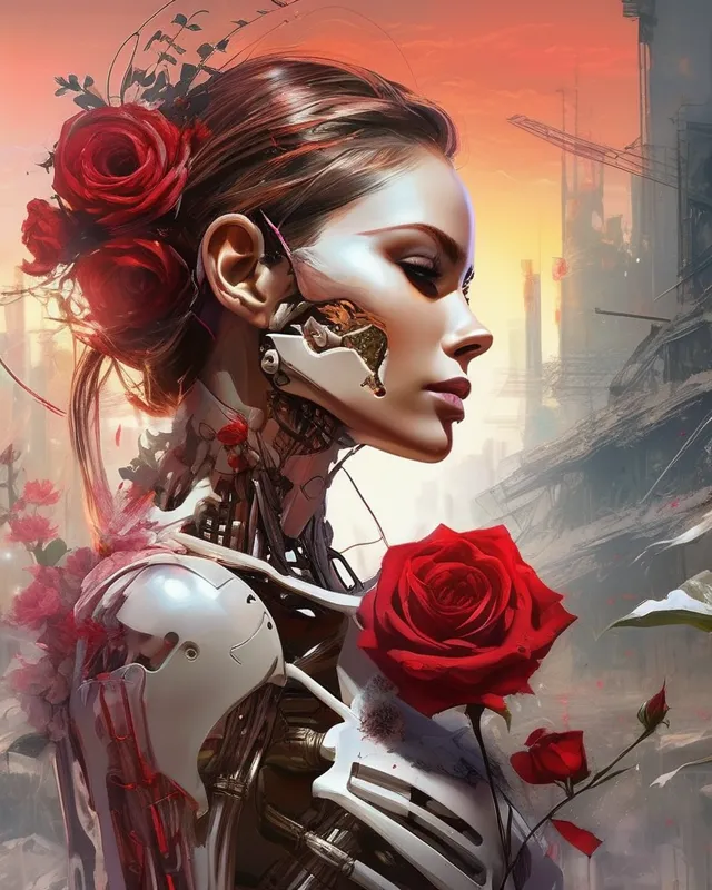 Bio android made skeleton bones, - Free AI Photo Generator - starryai