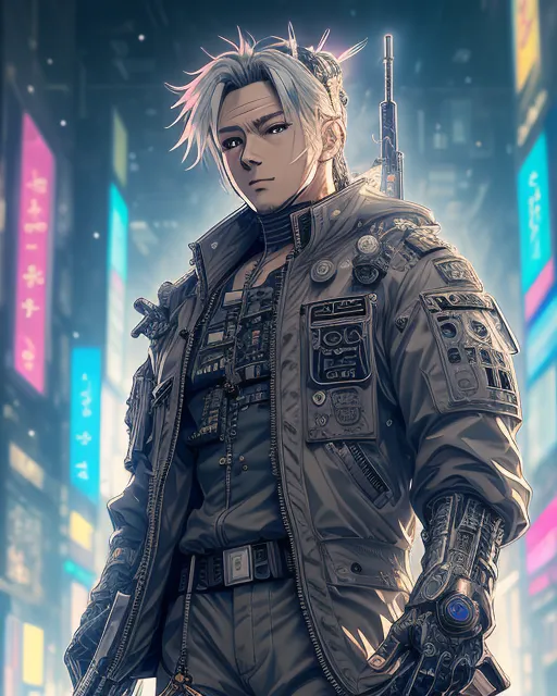 Draw cyberpunk anime character with tech wear outfit by Erukenz | Fiverr