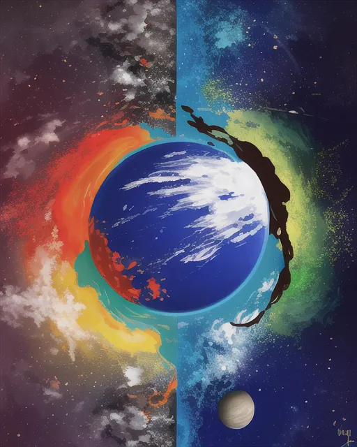 Two planets colliding a vibrant - Free AI Photo Generator - starryai