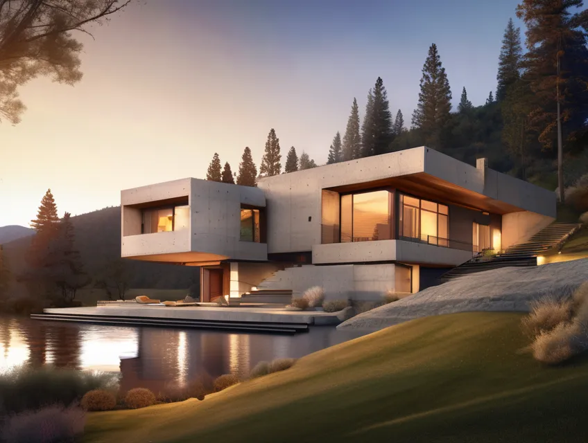 Lakeside Community Rendering photorealistic rendering lakeside - Free AI Photo Generator - starryai