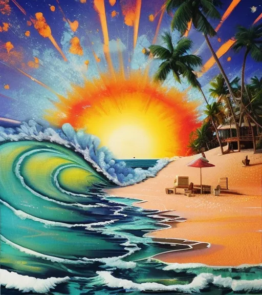 Beach scene - Free AI Photo Generator - starryai