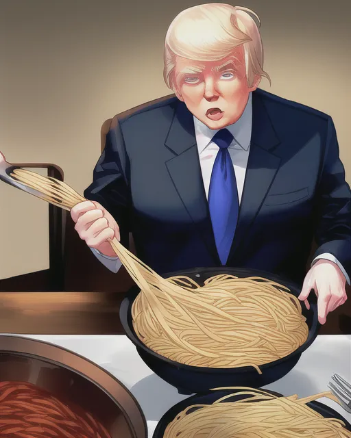 trump and Biden having a spaghetti party