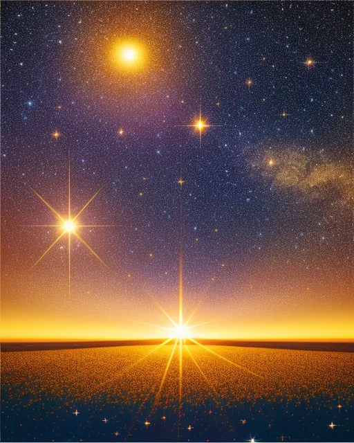 Star field ,  realistic and natural,  detailed full-color,  hd photography,  fantasy by john stephens,  galen rowell,  david muench,  james mccarthy,  hirō isono,  magical,  detailed,  gloss, beautiful, radiant, colorful, golden hour, cosmic, sunny, vapor, vibrant, flickering light