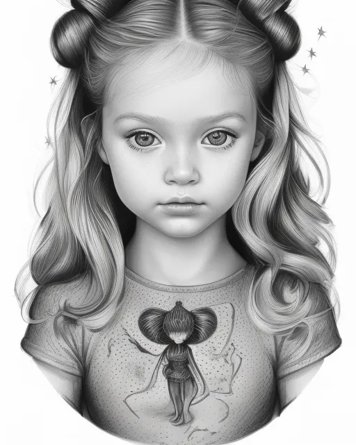 a drawing a little girl holding a star - AI Photo Generator - starryai