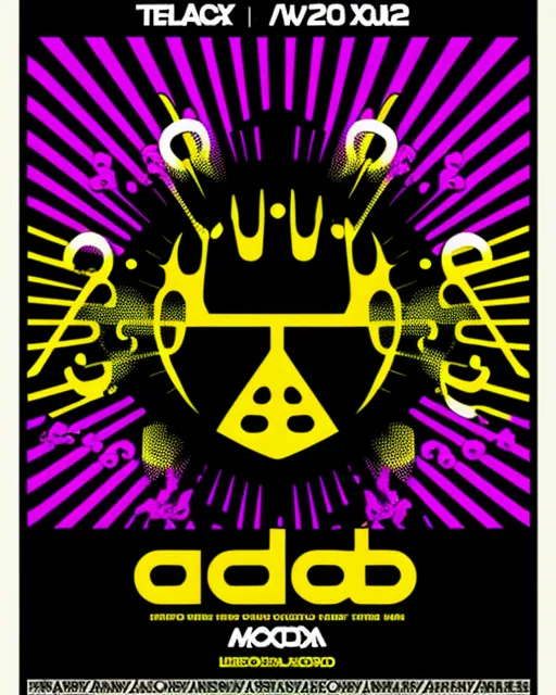 Acid techno party poster. 