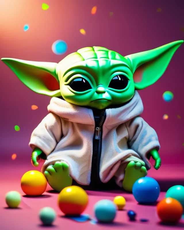 Premium AI Image  Baby Yoda Din Grogu enjoying a pizza AI generated