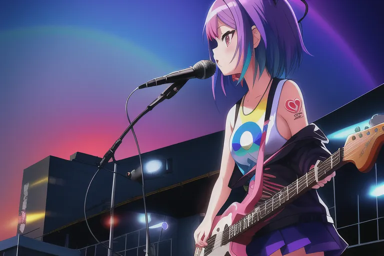 Premium AI Image | anime girl with rainbow hair and a colorful shirt