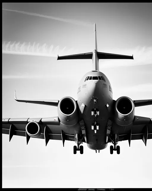 A Black and white Photo of a C-17 Globemaster Plane In the Civil Air Patrol Livery 