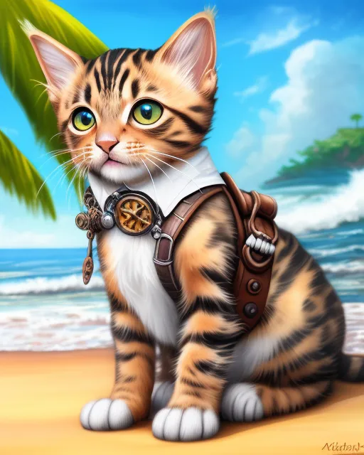 A tabby steampunk kitten white on - Free AI Photo Generator - starryai