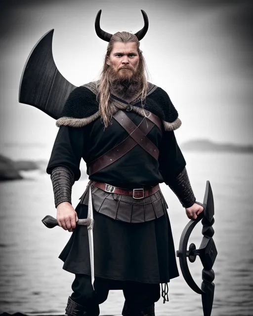 A Viking in black and grey