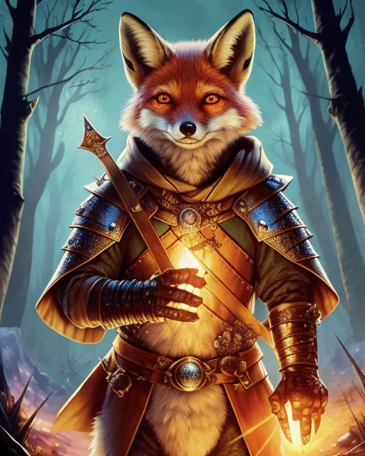 Vector Fox Medieval A fox dressed as a medieval cute, - Free AI Photo Generator - starryai