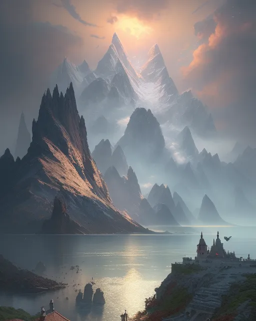 Beautiful landscape mountains - Free AI Photo Generator - starryai