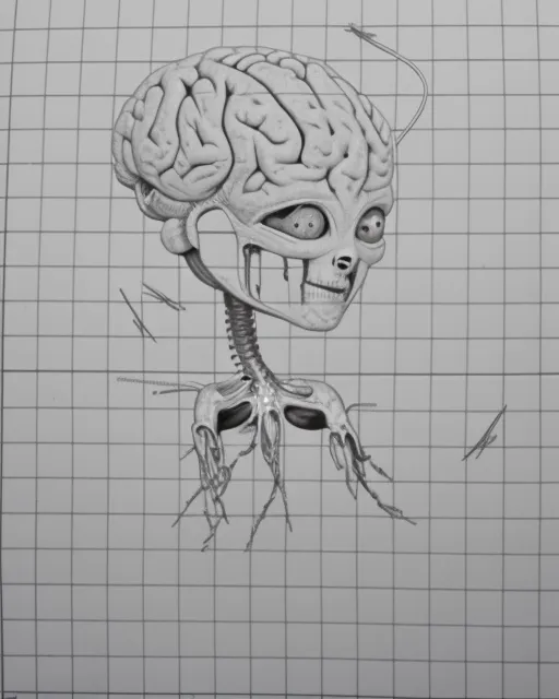 Alien performs brain surgery on a human