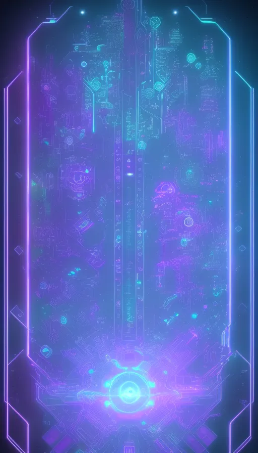 A cyberpunk data pad with a holographic display