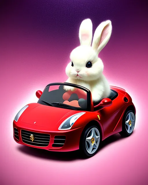 Creative Trendy and Cool Gradient Folding Ear Rabbit Cartoon Car