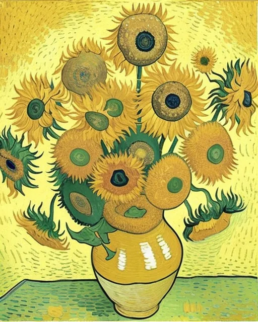 Van Gogh's sunflowers with astronomical stars replacing the flowers 