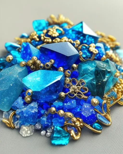 Blue crystals mixed with gold