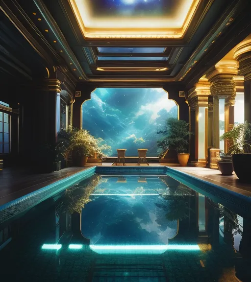 Indoor Swimming Pool Space, beautiful - AI Photo Generator - starryai