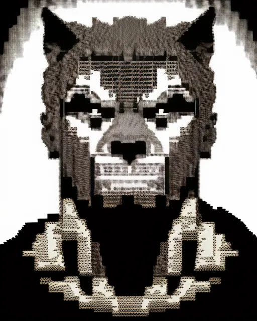 Portrait of a werewolf fused with Frankenstein, ASCII art