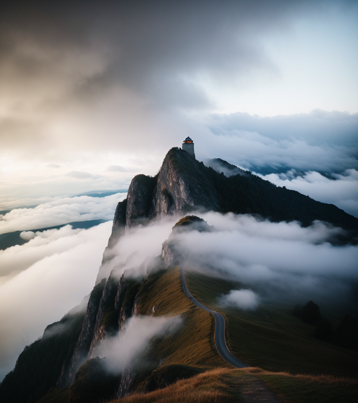Kingdom on a steep mountain while - Free AI Photo Generator - starryai