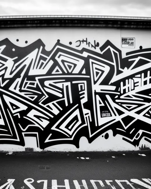 graffiti, berlin style, black and white, no people