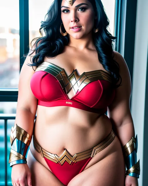 BBW Wonder Woman sexy pose AI Photo Generator starryai