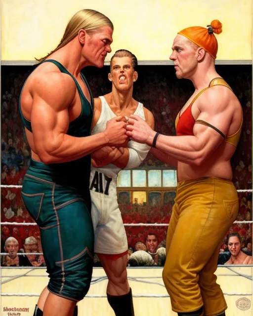 Wwe superstars in Norman Rockwell paintings