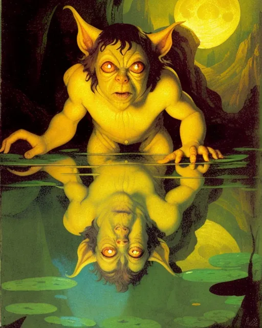 A portrait Gollum’s reflection - Free AI Photo Generator - starryai