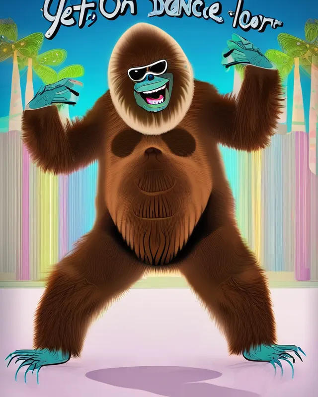 Sassy Sasquatch: Yeti on Dance Floor - AI Photo Generator - starryai