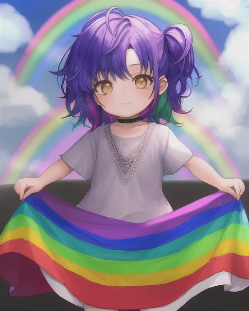 little kid with rainbow hair