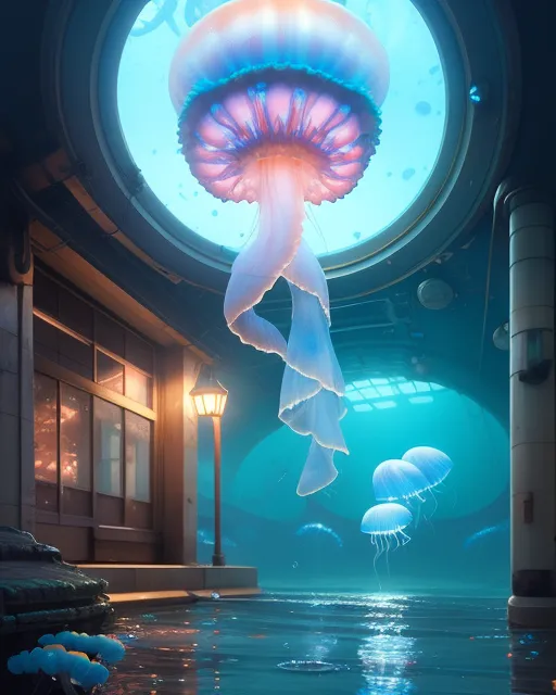 Jellyfish a underwater - Free AI Photo Generator - starryai