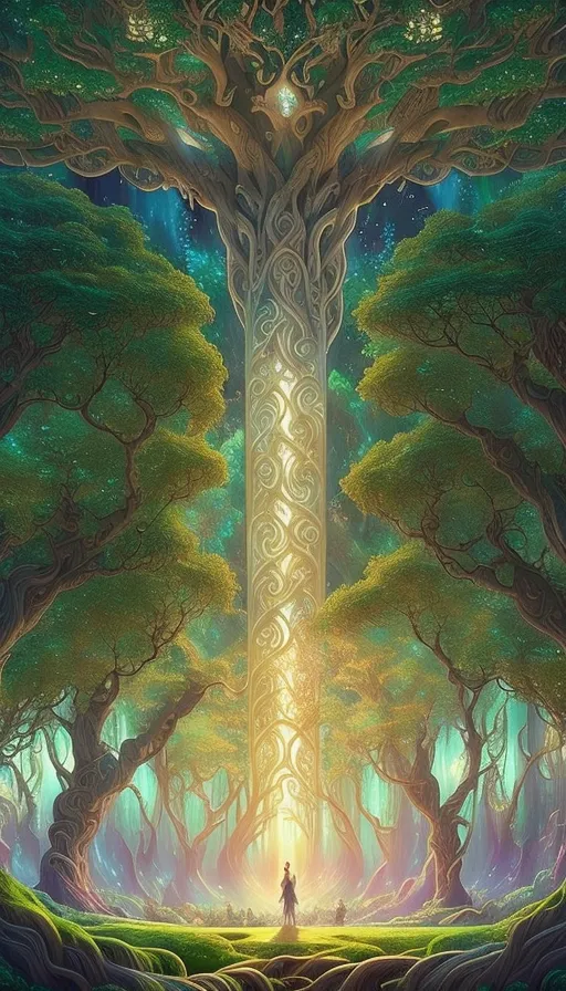 Premium Photo  Giant glowing tree fantasy tree yggdrasil