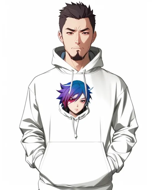 a man wearing a hoodie anime anime AI Photo Generator starryai