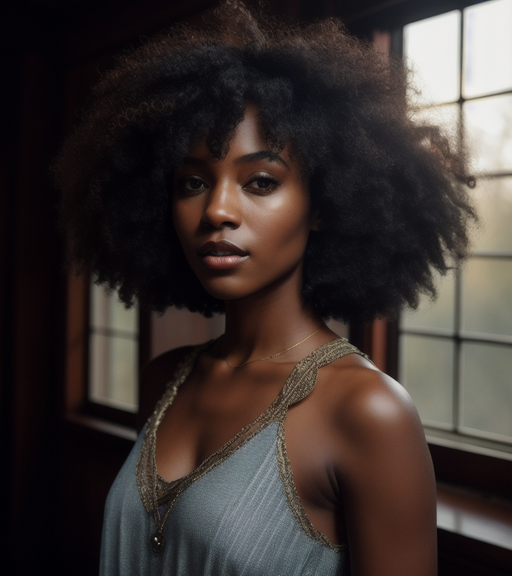Portrait, woman, African American, age - AI Photo Generator - starryai
