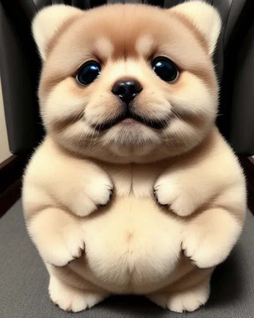 chonky lil boy sitting in a chair