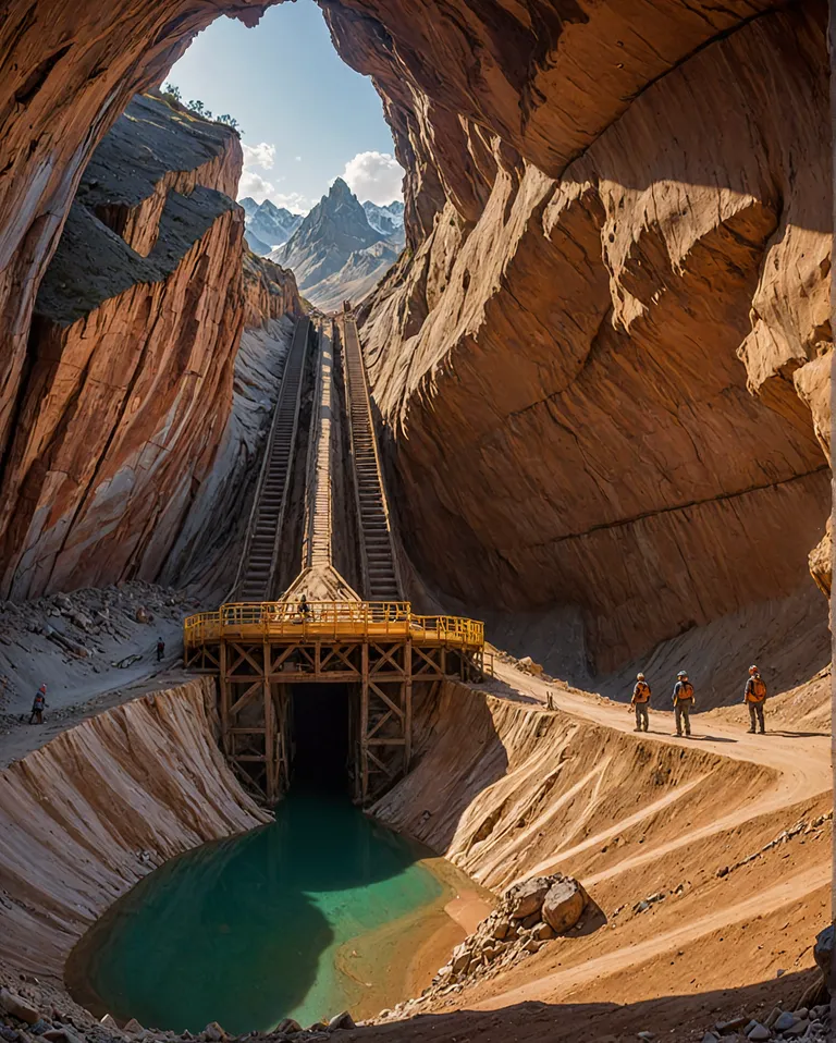 A vintage gold mine, a cave, , - Free AI Photo Generator - starryai