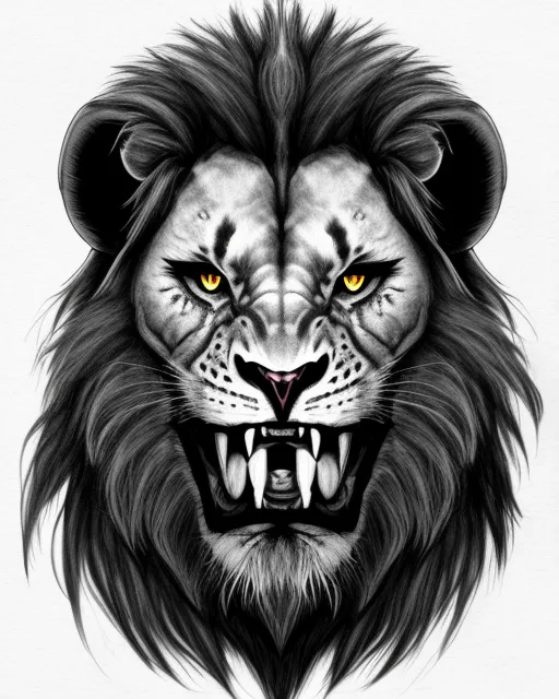 Sketch alien vampire lion - Free AI Photo Generator - starryai