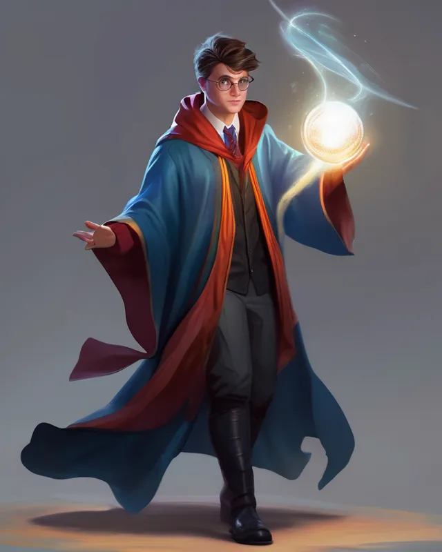 Modern mage in the style of Harry Potter, casting a spell, by Artgerm
