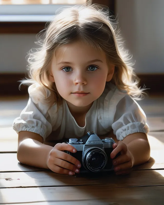 a little girl sitting on top a - Free AI Photo Generator - starryai