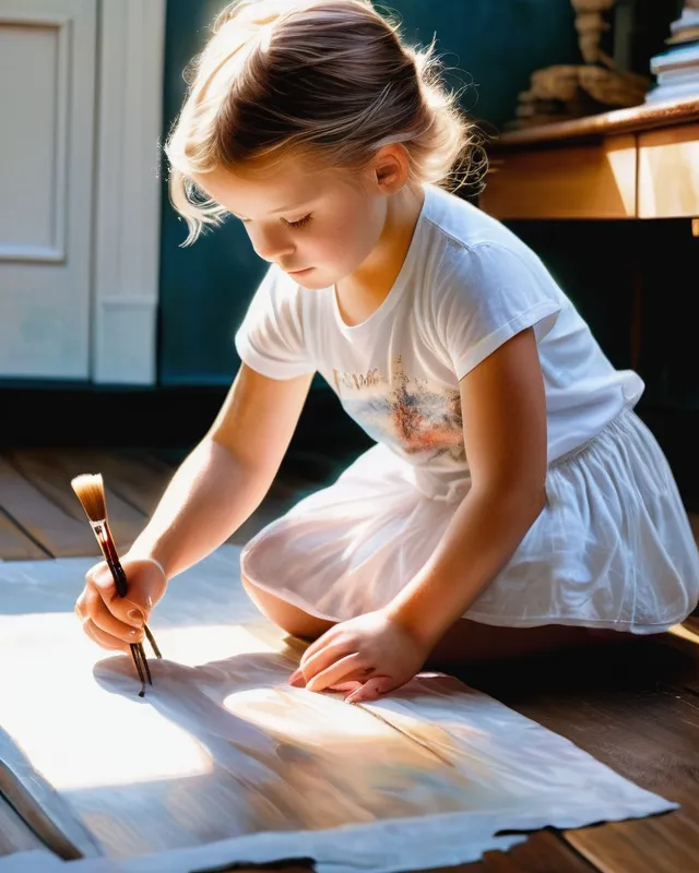 a little girl sitting on top a - Free AI Photo Generator - starryai