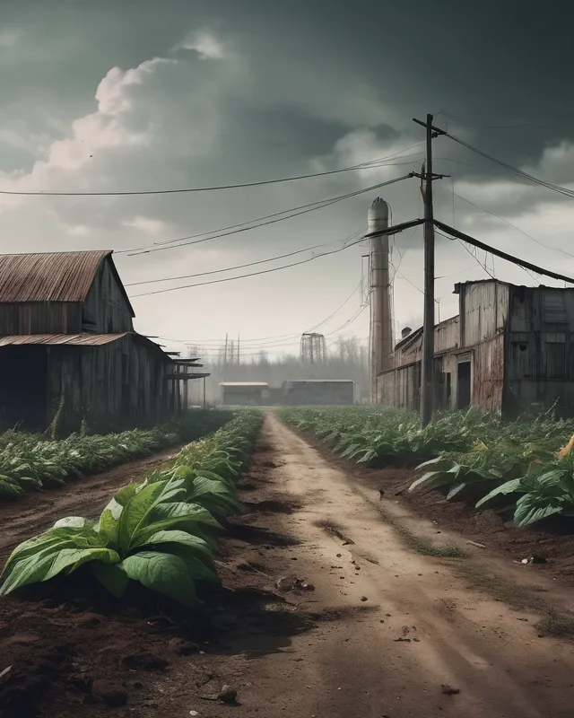 Tobacco farm post apocalypse - Free AI Photo Generator - starryai